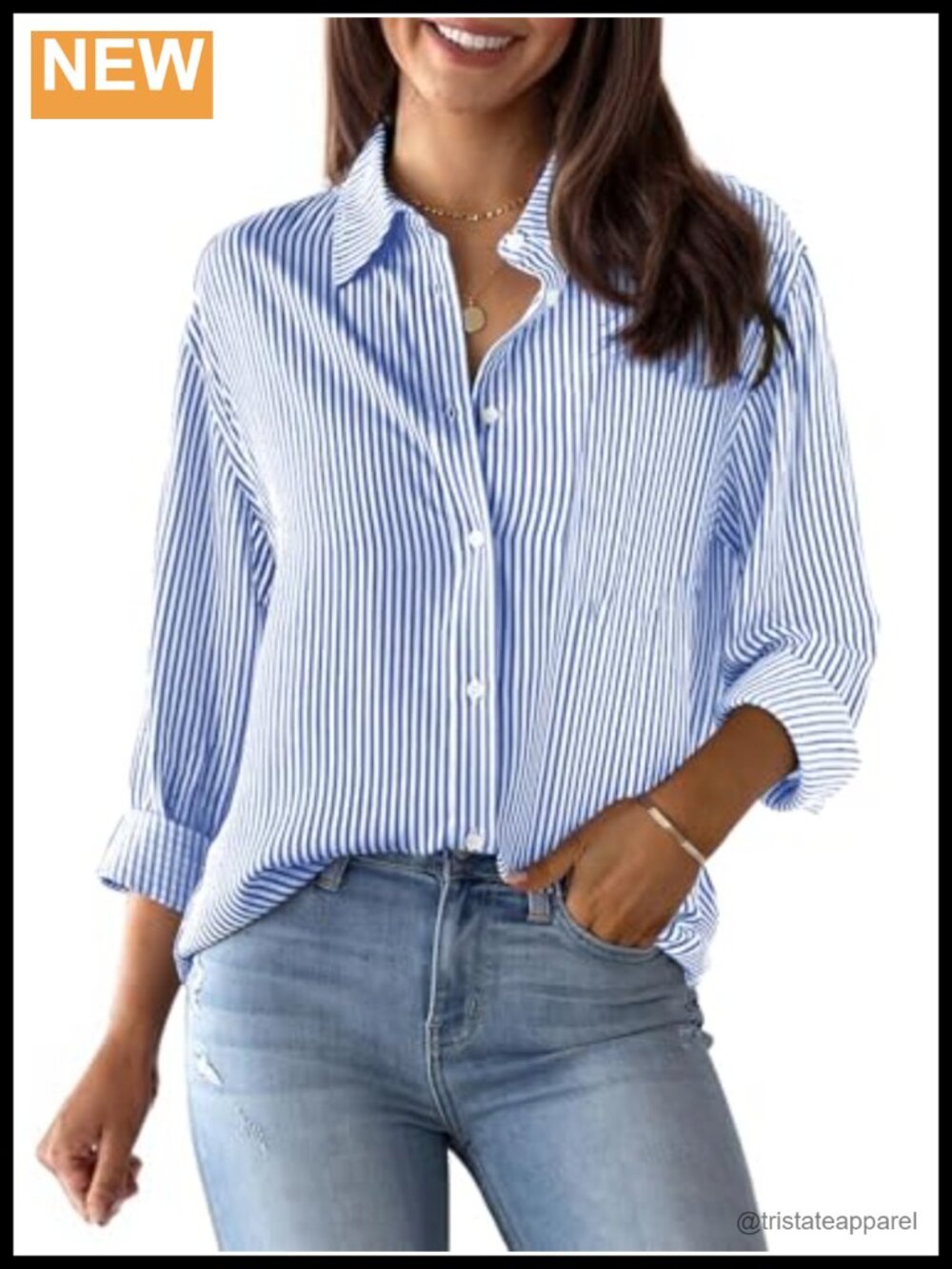 Women's Cotton Long Sleeve Button Down Shirt Blouse Work Top